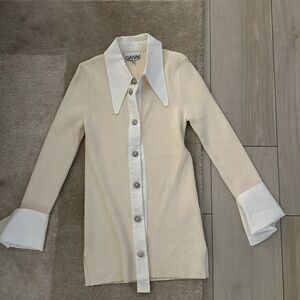 Ganni button down jewel top